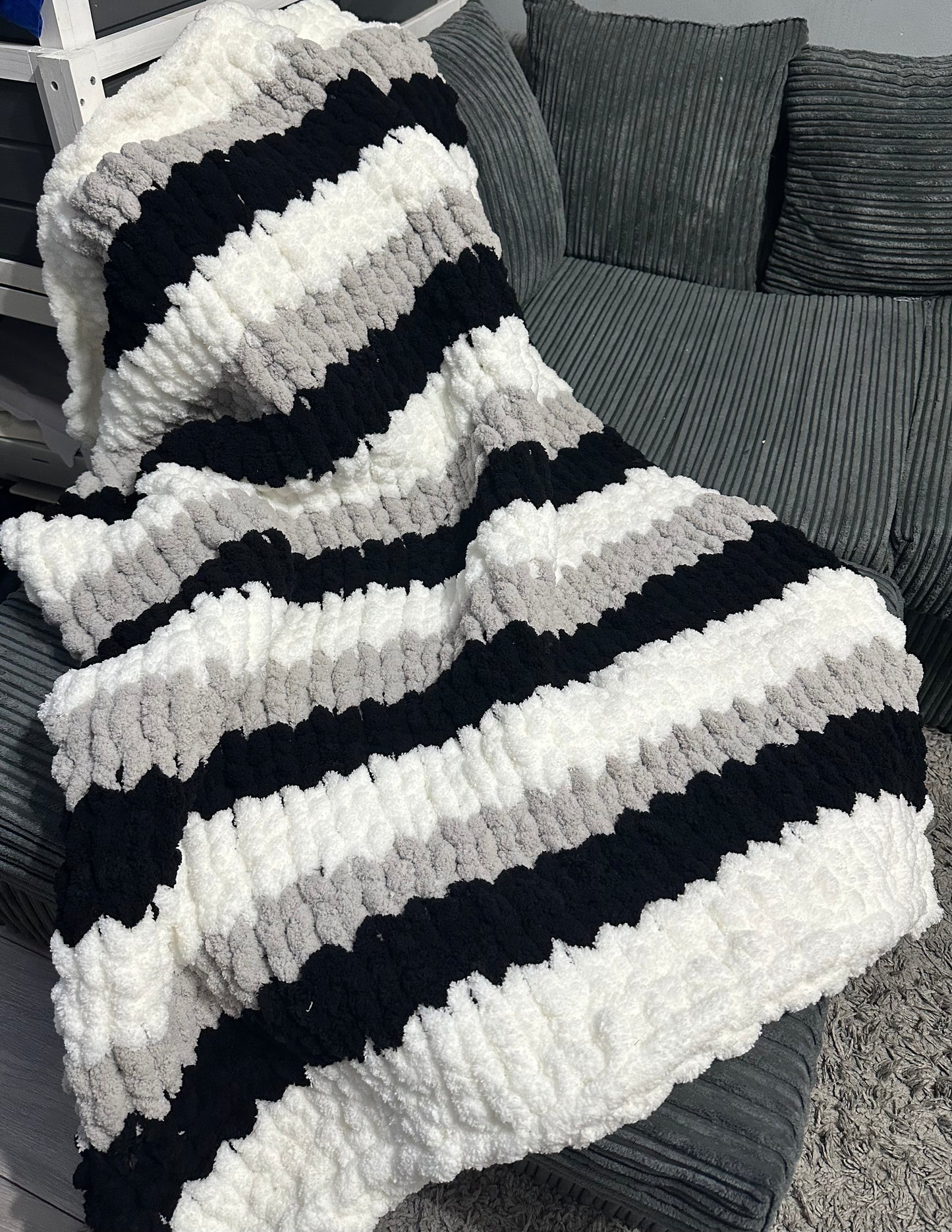 Hand knitted chunky blanket