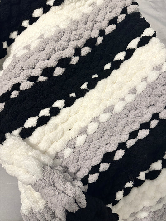 Hand knitted chunky blanket