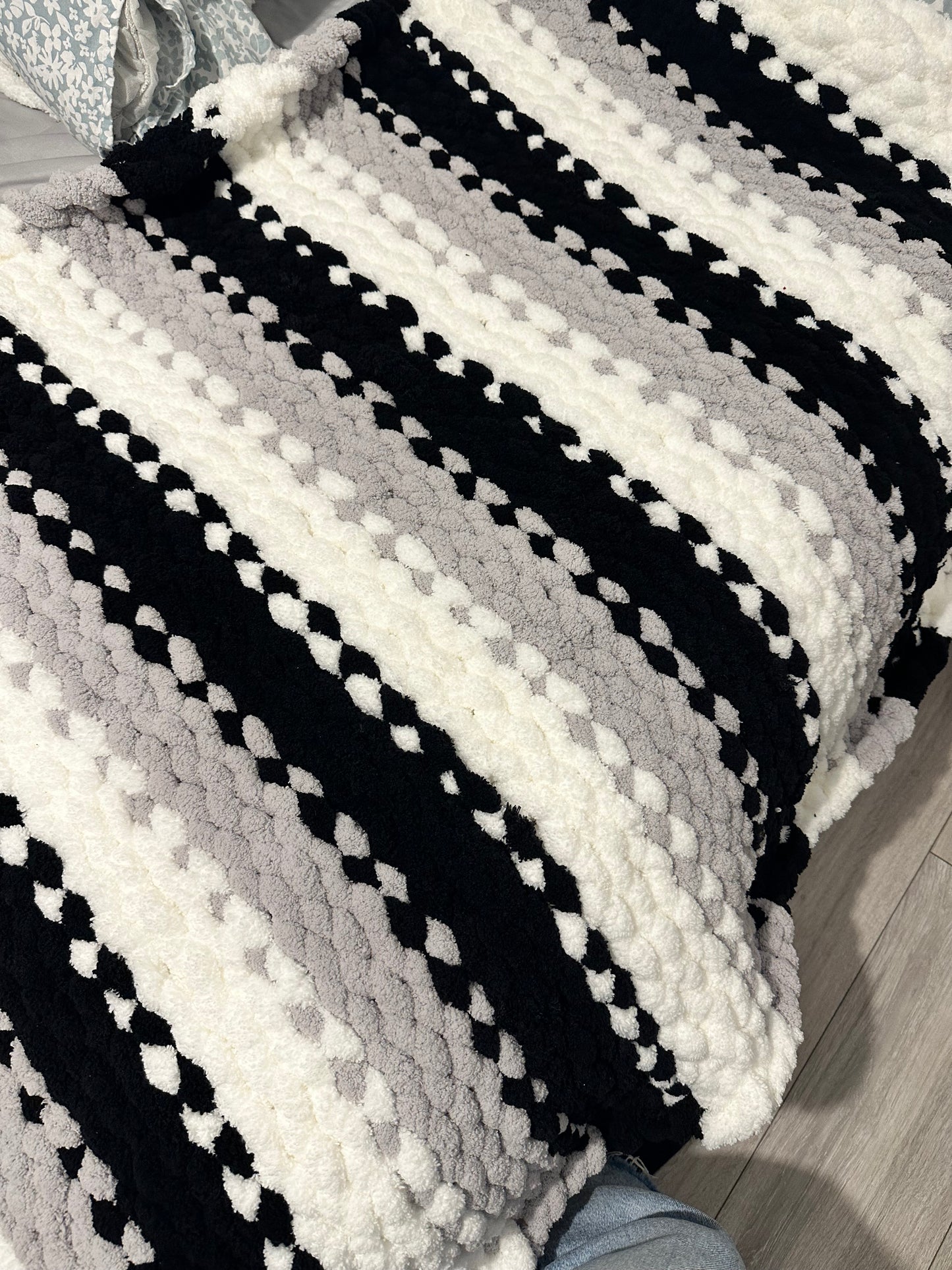 Hand knitted chunky blanket